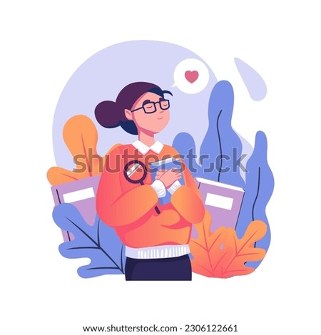 Happy girl student with book flat style illustration vector design