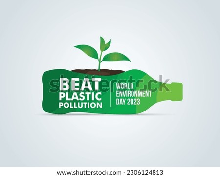 #BeatPlasticPollution, World Environment day concept 2023 vector background.  Royalty-Free Stock Photo #2306124813
