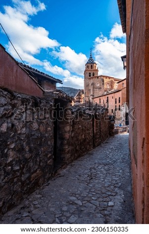 Small mountain village in Spain. Landscape photography. Teruel. Royalty-Free Stock Photo #2306150335