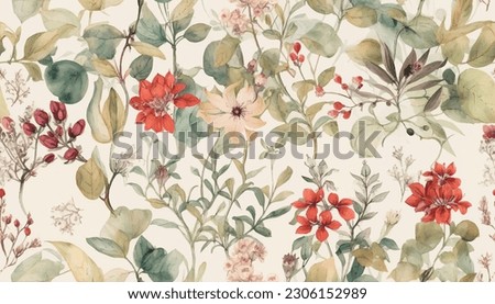 Vintage botanical wallpaper seamless pattern. Floral abstract print. Artistic seamless pattern. Fashionable template for design Royalty-Free Stock Photo #2306152989