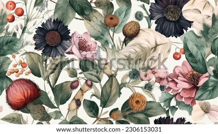 Vintage botanical wallpaper seamless pattern. Floral abstract print. Artistic seamless pattern. Fashionable template for design