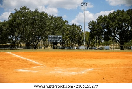 Neighborhood park baseball diamond no people