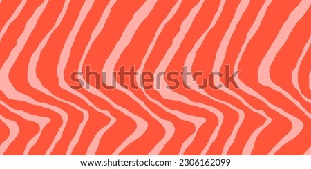 Red Salmon fillet vector seamless texture. Food abstract wallpaper pattern with waved stripes. Sushi restaurant packaging and Menu design. Royalty-Free Stock Photo #2306162099