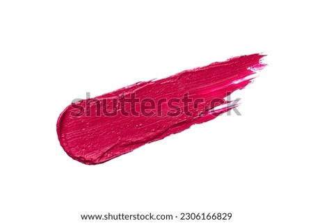 Pink lipstick swatch isolated on white background. Brush stroke of lipstick or wet eye shadow for design. Royalty-Free Stock Photo #2306166829