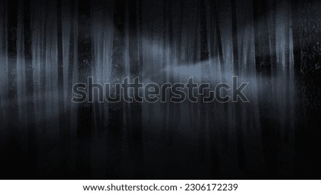 Spooky foggy forest at night