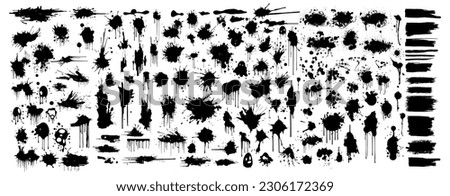 Black ink spots set on white background. Ink illustration. Royalty-Free Stock Photo #2306172369