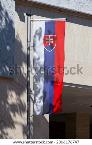 Slovak Banner outside of the Slovak Ministry of Finance.