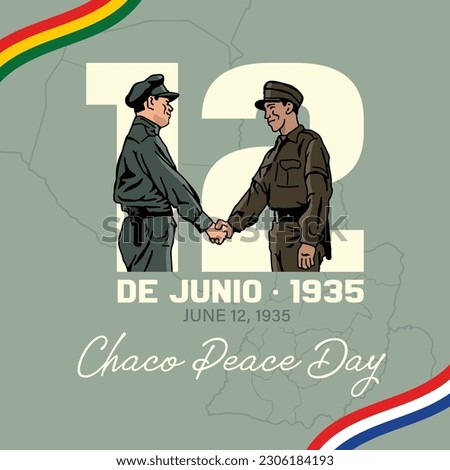 VECTORS. Editable banner for the Chaco Peace Day, also called Chaco Armistice Day in Paraguay. Commemorates the end of the Chaco War between Paraguay and Bolivia. June 12 Royalty-Free Stock Photo #2306184193