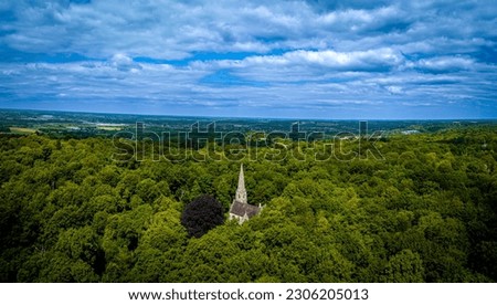 Aerial view of Holy Innocents Church in Essex, England