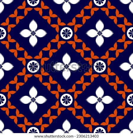 Floral Flower colorful ikat ethnic seamless pattern oriental traditional in tribal.Geometric.For background,carpet,Batik,cover,textile,wallpaper,clothing,wrapping,fabric,Vector illustration.embroidery