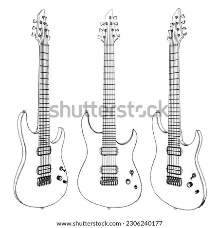 Electric Guitar Vector 15. Illustration Isolated On White Background. A vector illustration Of An Electric Guitar.