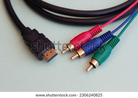HDMI to RGB RCA adaptor cable ready for background separation and use in creative composite artwork for commercial use, campaigns, tutorials and editorials associated with product technology