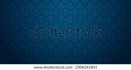 vector illustration seamlessly patterns dark blue damask wallpaper for Presentations marketing, decks, Canvas for text-based compositions: ads, book covers, Digital interfaces, print design templates Royalty-Free Stock Photo #2306241841