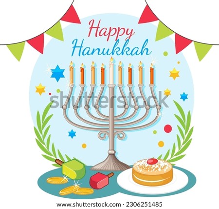 Happy Hanukkah Banner Design illustration