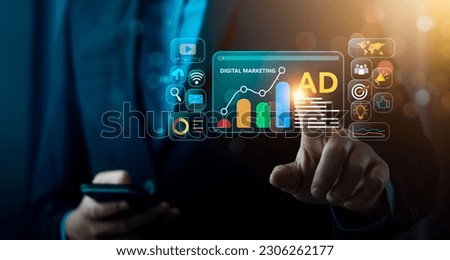 Digital marketing commerce online sale concept, Promotion of products or services through digital channels search engine, social media, email, website, Digital Marketing Strategies and Goals. SEO PPC Royalty-Free Stock Photo #2306262177