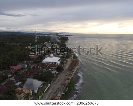 aerial view of the countryside, views of the beach, mountains and sunset