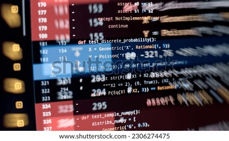 Python code computer screen. Mobile application design