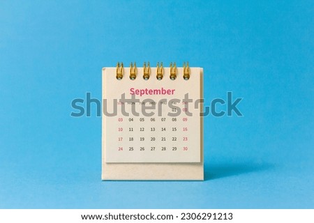 Tear-off calendar for September 2023. Desktop calendar for planning, organizing and managing each date.