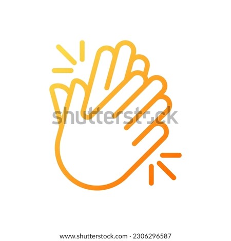 Clapping hands pixel perfect gradient linear vector icon. Applause and greeting at concert. Non verbal signal. Thin line color symbol. Modern style pictogram. Vector isolated outline drawing Royalty-Free Stock Photo #2306296587