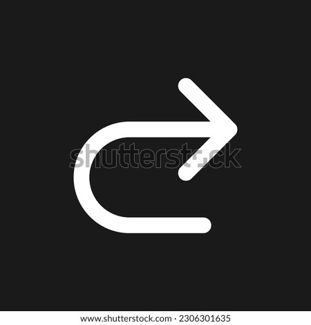 Repeat dark mode glyph ui icon. Simple filled line element. User interface design. White silhouette symbol on black space. Solid pictogram for web, mobile. Vector isolated illustration