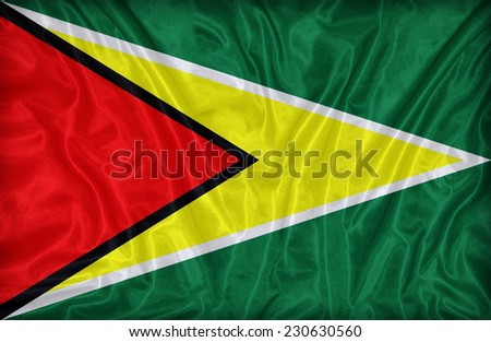 Guyana flag pattern on the fabric texture ,vintage style