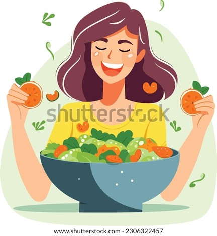 A young woman eating salad Royalty-Free Stock Photo #2306322457