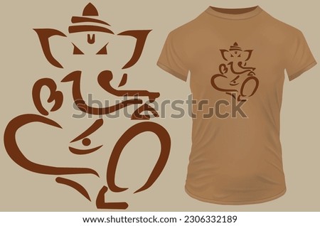 Silhouette of Ganesh Hindu god. Vector illustration for tshirt, hoodie, website, print, application, logo, clip art, poster and print on demand merchandise.