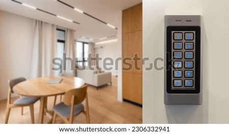 Digital door lock security systems for access protection of hotel, apartment door. Electronic key pads numbers.