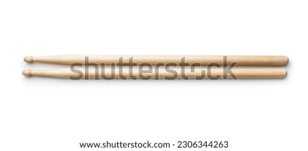 Wooden drum sticks isolated on the white background. Royalty-Free Stock Photo #2306344263