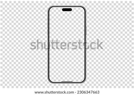 Mockup smart phone 15 new generation and screen Transparent and Clipping Path isolated