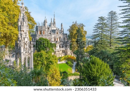 Main house of Quinta da Regaleira palace in Sintra, Portugal. Royalty-Free Stock Photo #2306351433