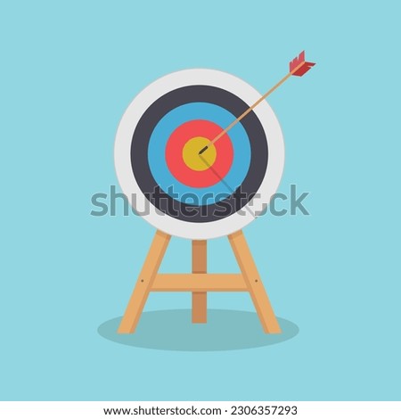 Target with arrow, standing on a tripod. Goal achieve concept vector illustration