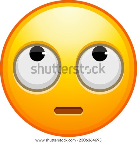 Top quality emoticon. Flushed emoji. Embarrassed emoticon with big eyes. Yellow face emoji. Popular element. WhatsApp. iOS. Emoji from Telegram app. Royalty-Free Stock Photo #2306364695