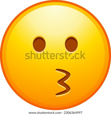 Top quality emoticon. Kissing emoji with closed eyes. Kiss emoticon with happy blushing face. Yellow face emoji. Popular element.
