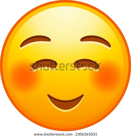 Top quality emoticon. Cute smiling emoji. Happy face with flushed cheeks. Yellow face emoji. WhatsApp. iOS. Emoji from Telegram app. Royalty-Free Stock Photo #2306365031