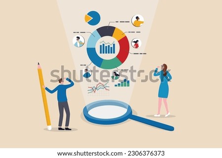 Market research, marketing or advertising survey to launch product, competitors research or social media report marketing report concept, business people look at magnify market data chart and graph. Royalty-Free Stock Photo #2306376373