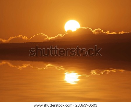 Big Sun on sunset. Nature composition.
