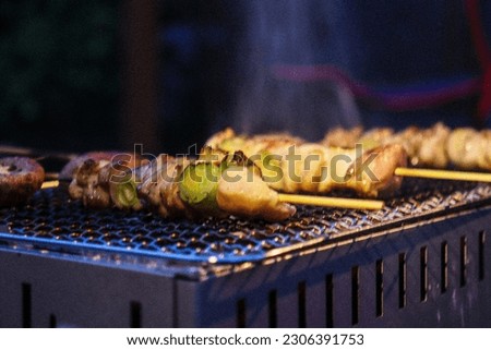 Picture of Yakitori (Japanese Chicken BBQ). Close up.