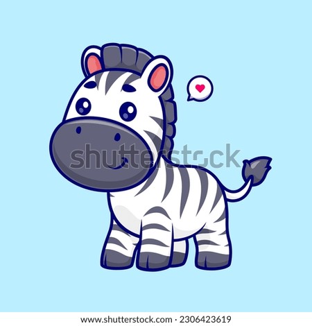 Cute Zebra Standing Cartoon Vector Icon Illustration. Animal Nature Icon Concept Isolated Premium Vector. Flat Cartoon Style