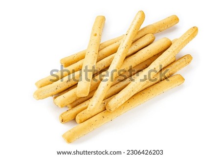 Grissini sticks. Traditional italian breadsticks isolated on white background. Royalty-Free Stock Photo #2306426203