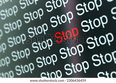 Stop - screenshot of a texture with the word STOP
