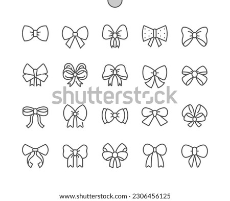 Tied bow. Accessory, ribbon, bowtie elegance. Pixel Perfect Vector Thin Line Icons. Simple Minimal Pictogram