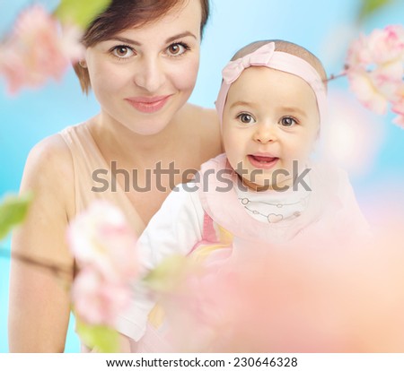 Smiling Mother and Baby 