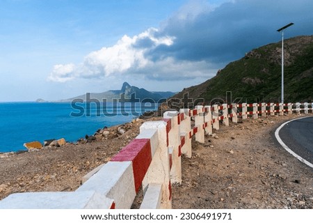 View of ocean road in Nhat beach, Con Dao island, Vietnam. Beautiful and tranquil, it is a proud destination worth exploring in Vietnam. Travel and landscape concept.