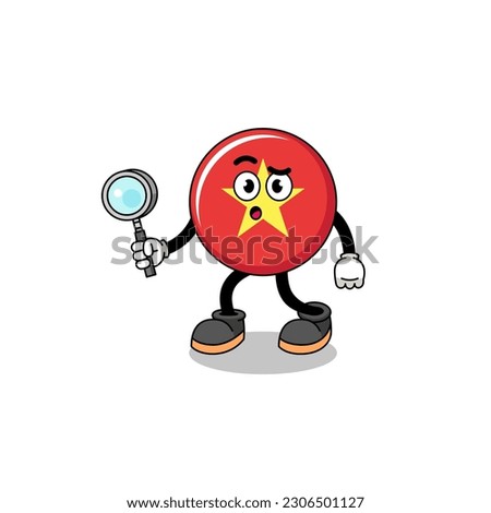 Mascot of vietnam flag searching , character design