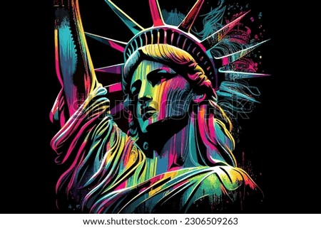 A colorful portrait of the Statue of Liberty. Vector illustration desing.
