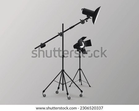 Photography equipment for studio, lighting stand, vector. Royalty-Free Stock Photo #2306520337