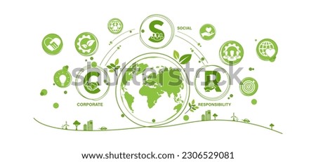 The concept of CSR, Corporate social responsibility and giving back to the community icons with modern web banner design. Vector illustration. Royalty-Free Stock Photo #2306529081