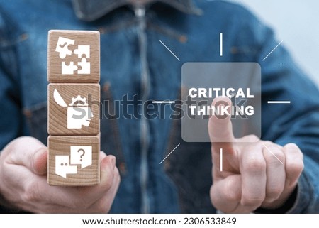 Critical thinking skills for problem solving, creative, thinking, reasoning, analysis, decision making and solution. Psychotherapy and critical thinking concept. Think of solution, focus on new idea. Royalty-Free Stock Photo #2306533849