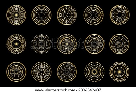 Set of Ornament round mandalas. Geometric circle element made in vector.